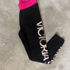Victoria's Secret Leggings in Black with Pink Accents